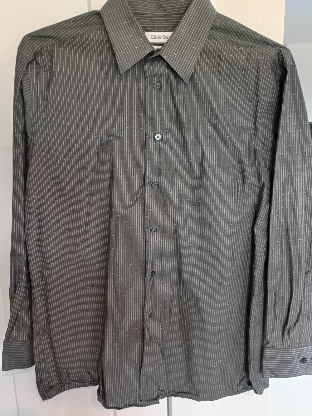 Calvin Klein Men's Gray Pinstripe Dress Shirt